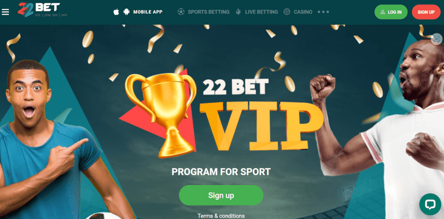 22Bet Ghana sports betting VIP club 